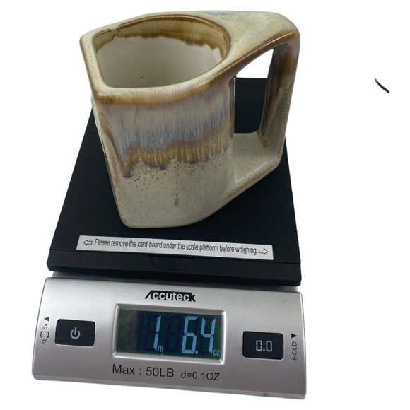 Vintage Drip Glaze Stoneware Rodolfo Padilla Tan Coffee Mug Flat Front 4.25" - Picture 8 of 9